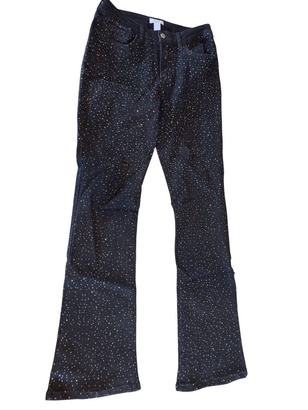 Forever 21 Black Sparkle Diamond Shine Flare Jeans